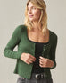 Women's Luxe Rib Square Neck Cardigan - Green Moss